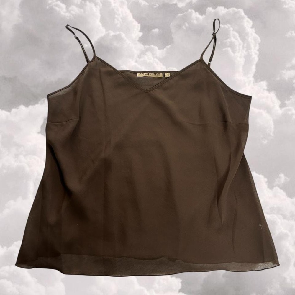 Vintage sheer brown boho festival layering tank top size large